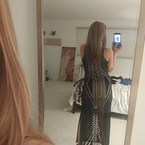 Layered black on tan Maxi Dress Size XS brand Mossimo - Picture 6 of 6